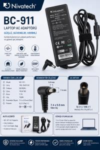 NIVATECH BC911 19.5V 7.7A 150W (7.4*5.0) HP İĞNE UYUMLU ŞARJ ADAPTÖRÜ